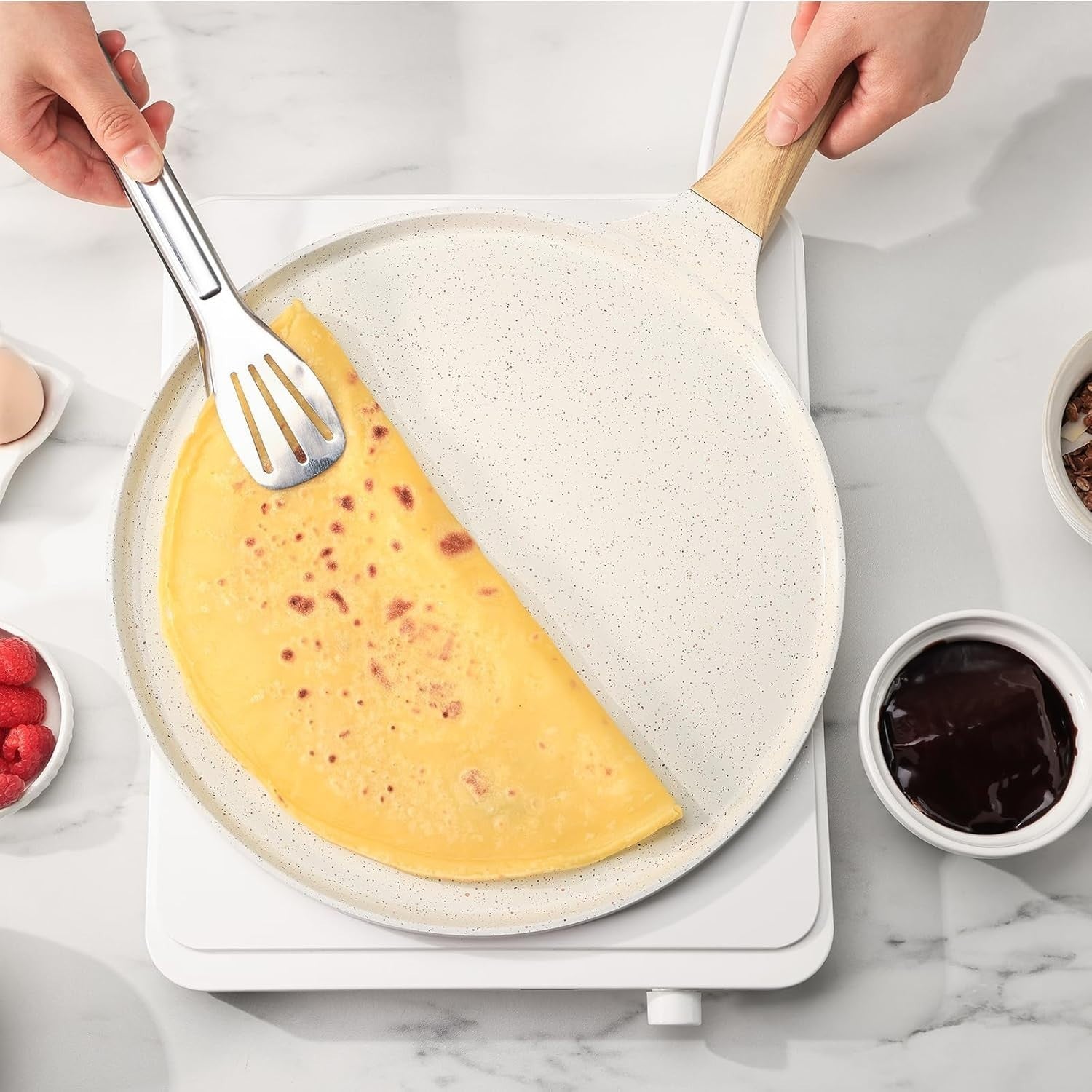 Non-Stick 30cm Pancake Pan | Swiss Granite Crepe Dosa Skillet Oven Safe