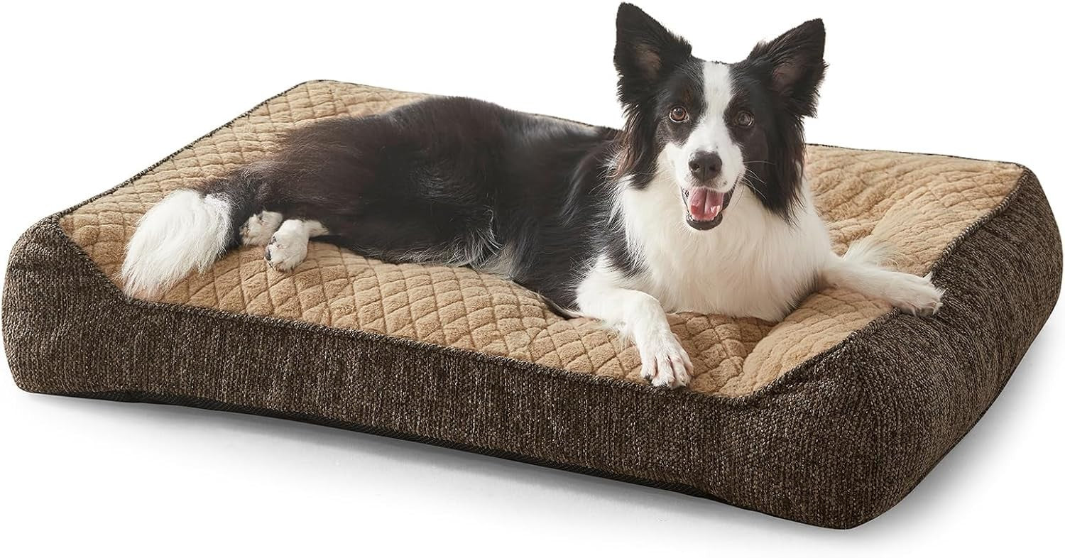 Large Orthopedic Dog Sofa Bed 97x71cm Extra Thick Washable Brown