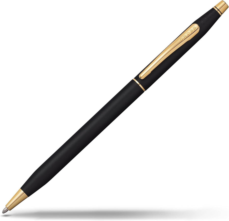 Luxury Classic Black Ballpoint Pen – Medium Point, Gold-Plated, Gift Box