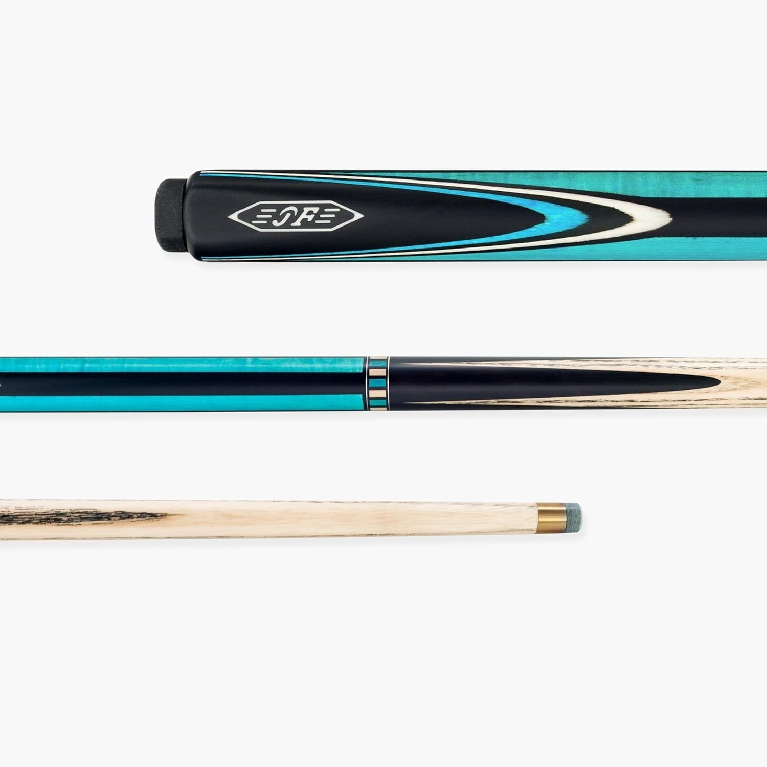 57in One Piece Ash Snooker Pool Cue 9.5mm Tip Ebony Butt 18oz