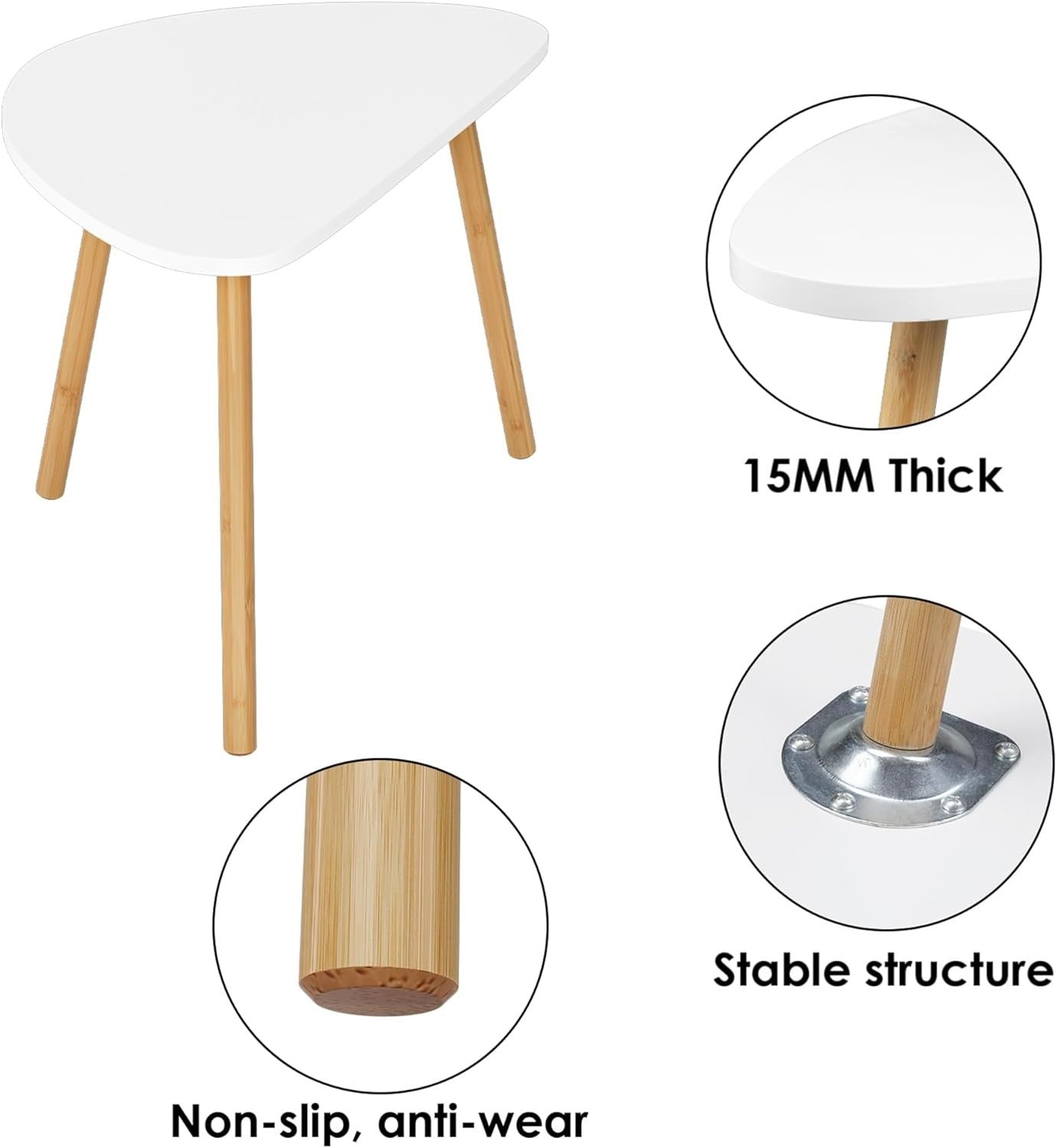 3 Piece Nesting Coffee Table Set Stackable Space Saving Wood Side End Tables