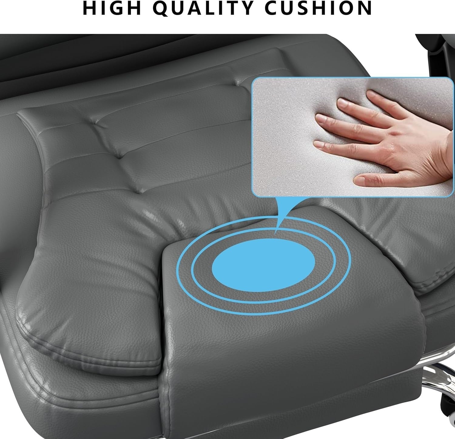 Ergonomic Massage Office Chair Recliner Footrest Gaming Desk Seat Grey