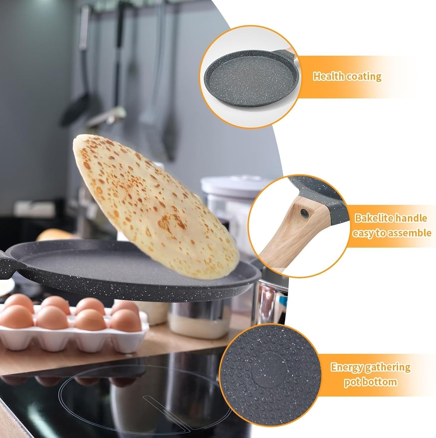 28cm Non-Stick Crepe Pan – Large Induction Pancake, Omelette & Roti Maker