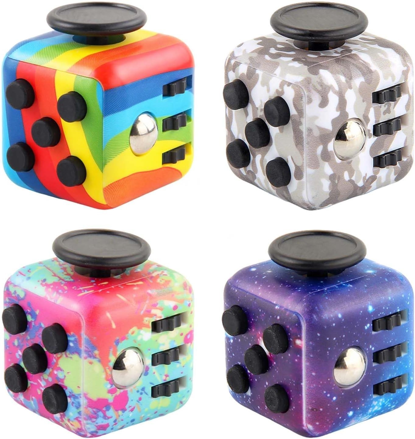 4 Pack Fidget Cube Anxiety Relief Silent Audible Sensory Toy ADHD