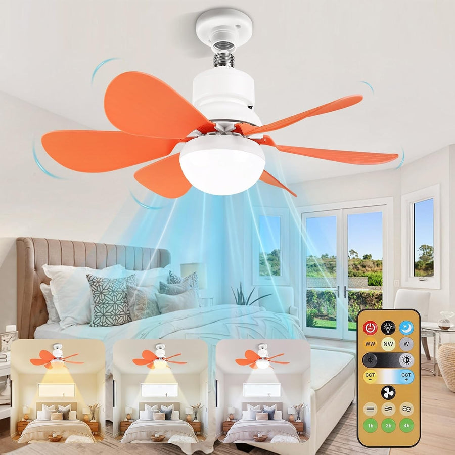 30W Ceiling Fan with Lights Dimmable Quiet 6 Blades Remote