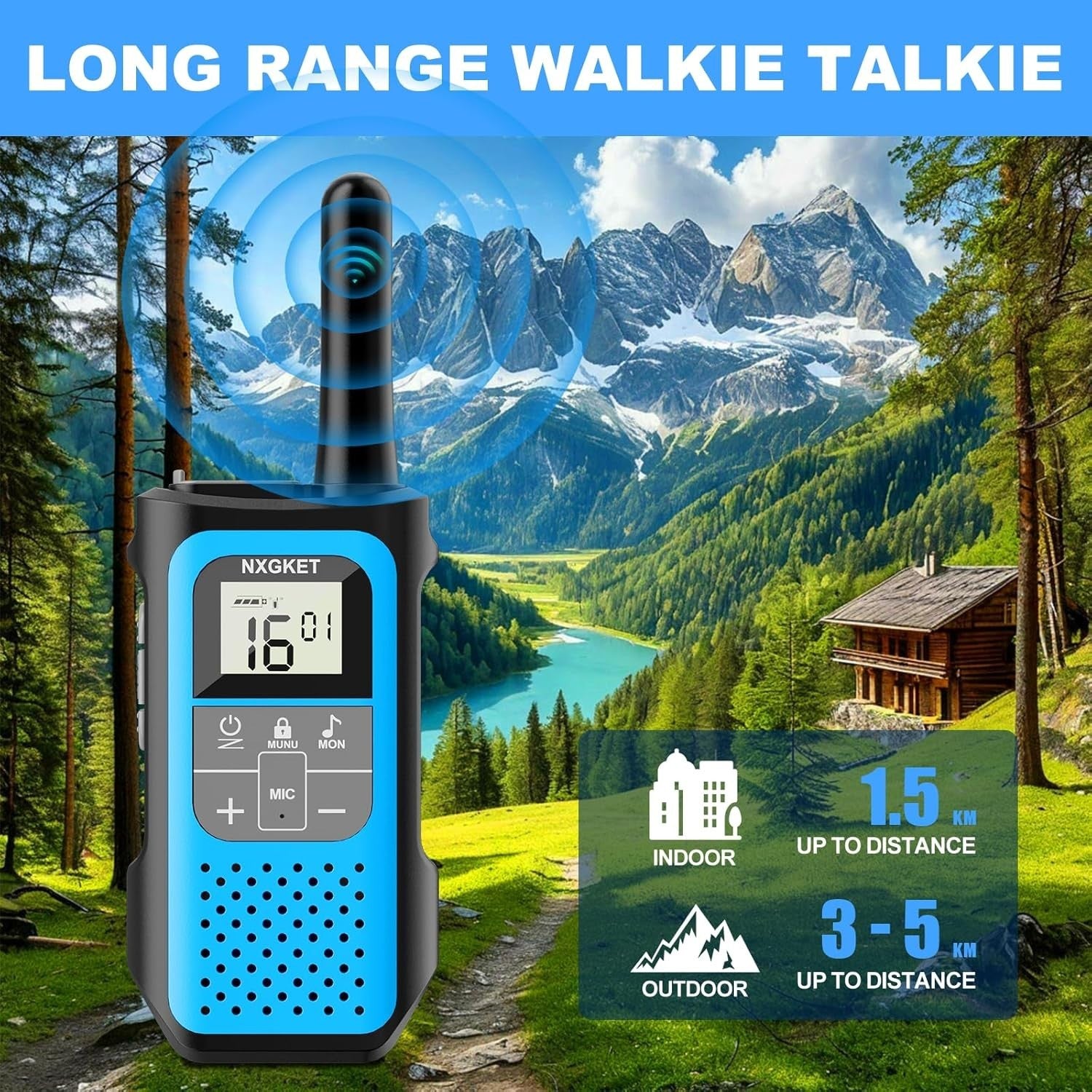 Rechargeable Walkie Talkies 2 Pack Long Range 5KM VOX 16 Channel Radio