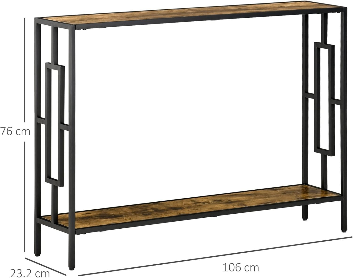 Industrial Console Table with Shelf Metal Frame | Slim Desk for Hallway
