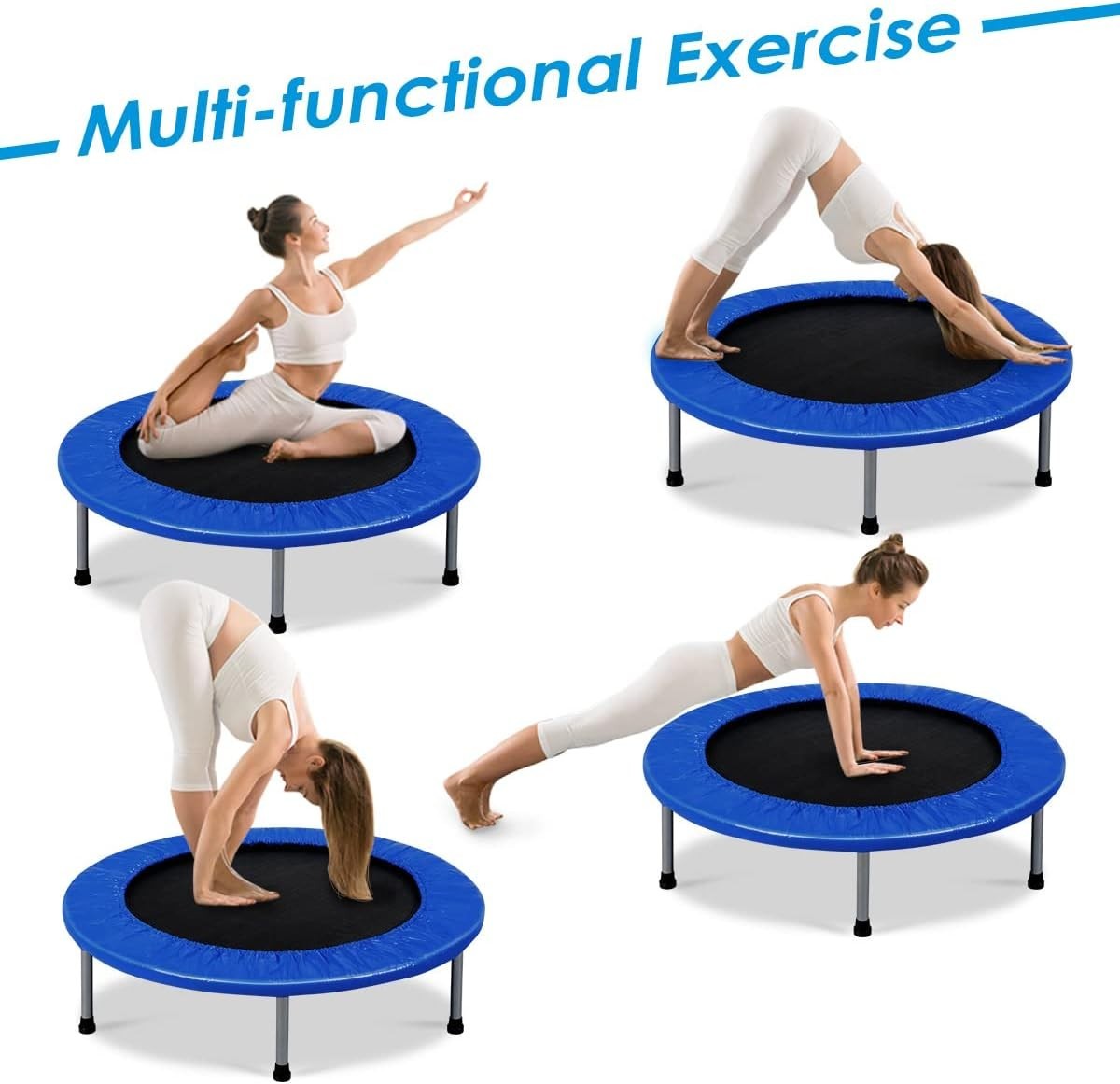 38in Foldable Fitness Bouncer Mini Trampoline Indoor Outdoor 150KG