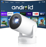 WiFi 6 Android Mini Projector 1080P 4K Support Short Throw Portable