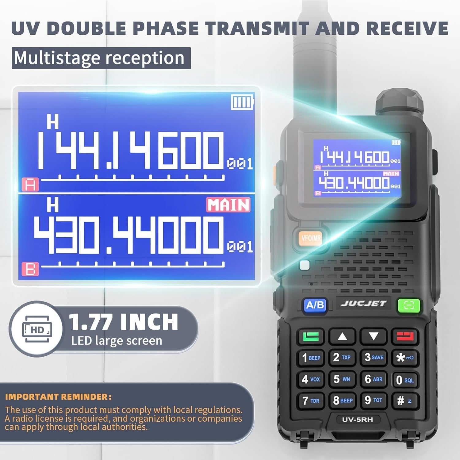 Long Range Dual Band Walkie Talkie 2 Pack 999CH NOAA Type-C Radio