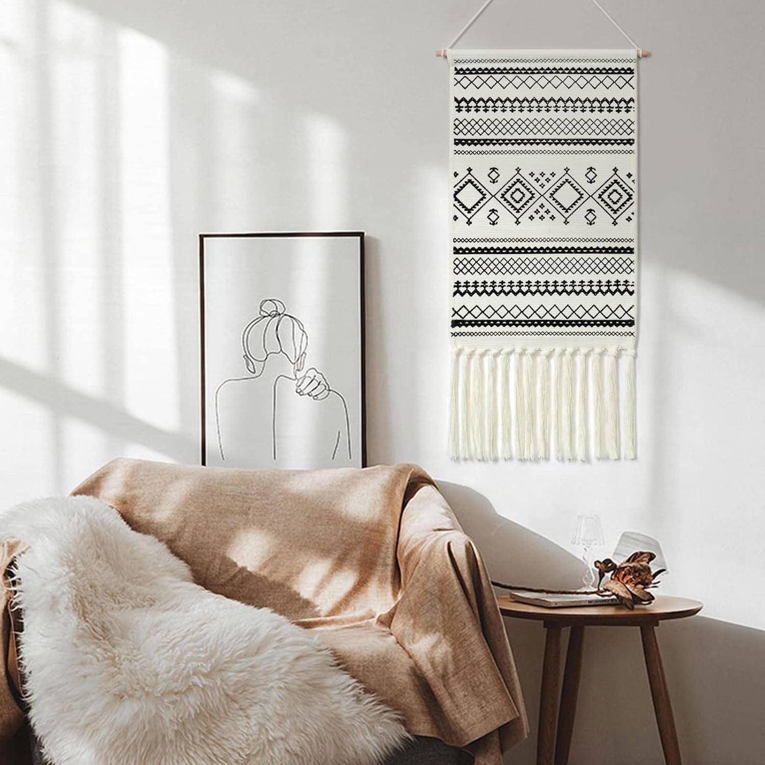 Boho Macrame Wall Hanging Geometric Woven Tapestry Decor