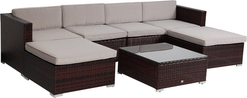 Outdoor Rattan Garden Sofa Set 6-Seater with Coffee Table Weatherproof