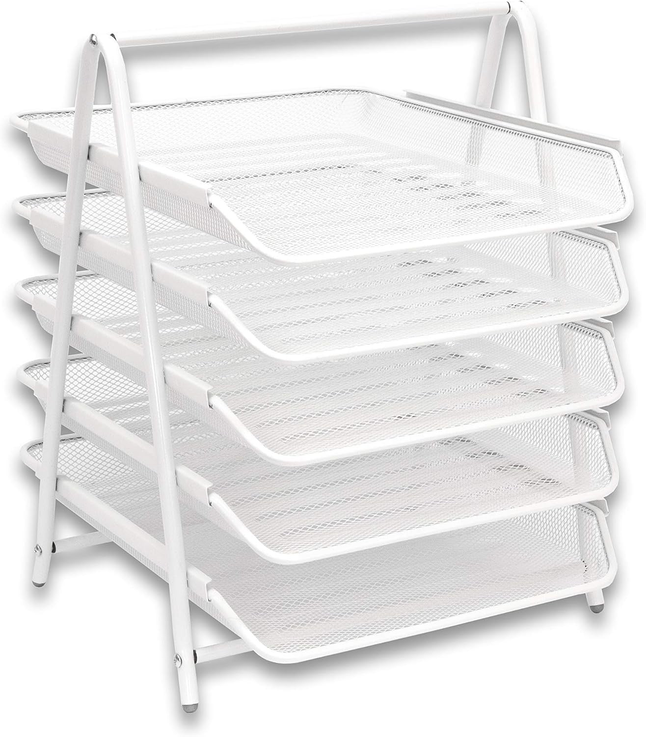3-Pack 5-Tier White Wire Mesh Letter Tray Desk Organiser A4 Paper