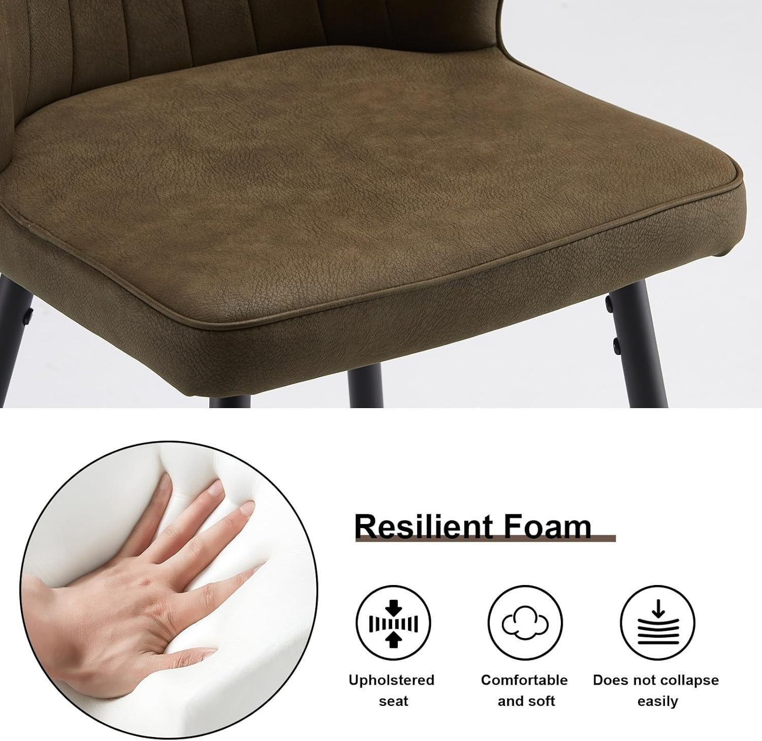 Brown Bar Stool Set of 2 | Faux Leather Counter Stools with Back & Arms