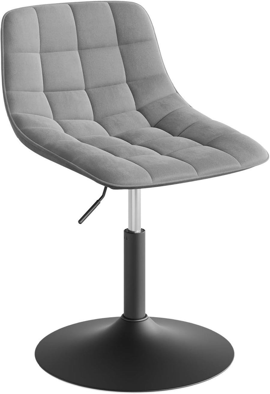 Light Grey Velvet Swivel Vanity Stool Height Adjustable Dressing Chair