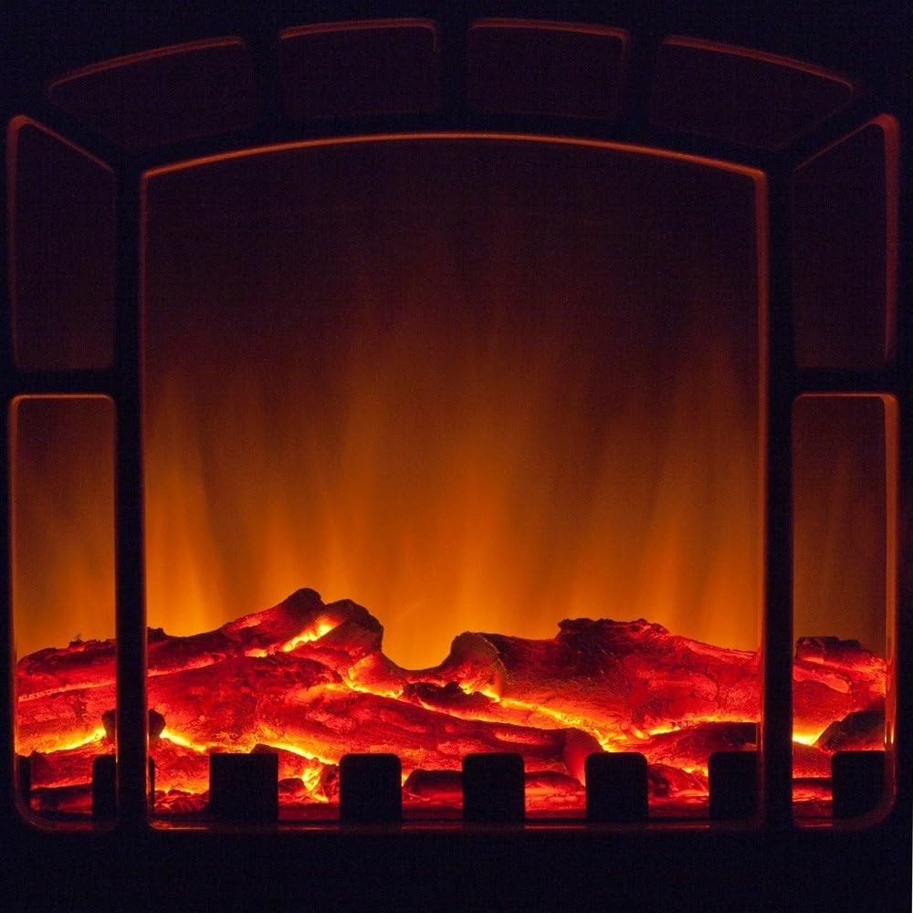 2000W Electric Stove Heater LED Flame Log Effect Compact Freestanding Fire