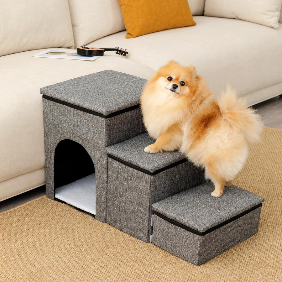 3 in 1 Foldable Dog Stairs with Storage Pet Steps House