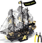 3D Metal Pirate Ship Puzzle Kit with Tools – Durable, Detailed, DIY Build