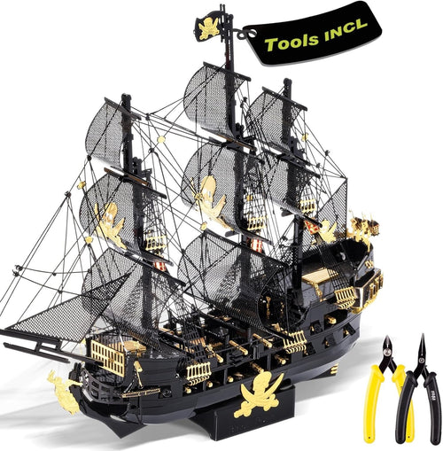 3D Metal Pirate Ship Puzzle Kit with Tools – Durable, Detailed, DIY Build