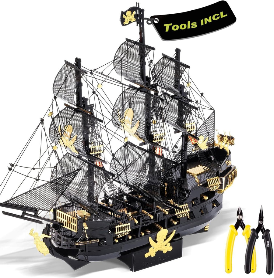 3D Metal Pirate Ship Puzzle Kit with Tools – Durable, Detailed, DIY Build
