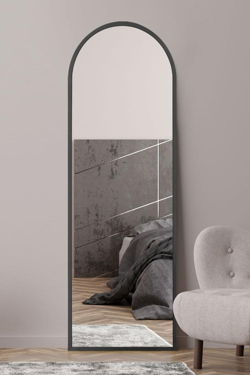 Modern Arched Black Wall Mirror 180x60cm Full Length Stylish Decor
