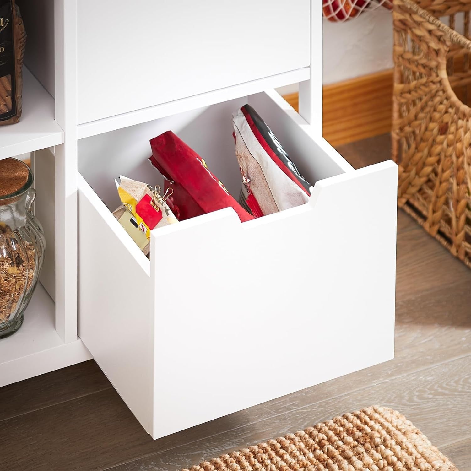 Kitchen Storage Trolley on Wheels with Drawers Sideboard Cart White