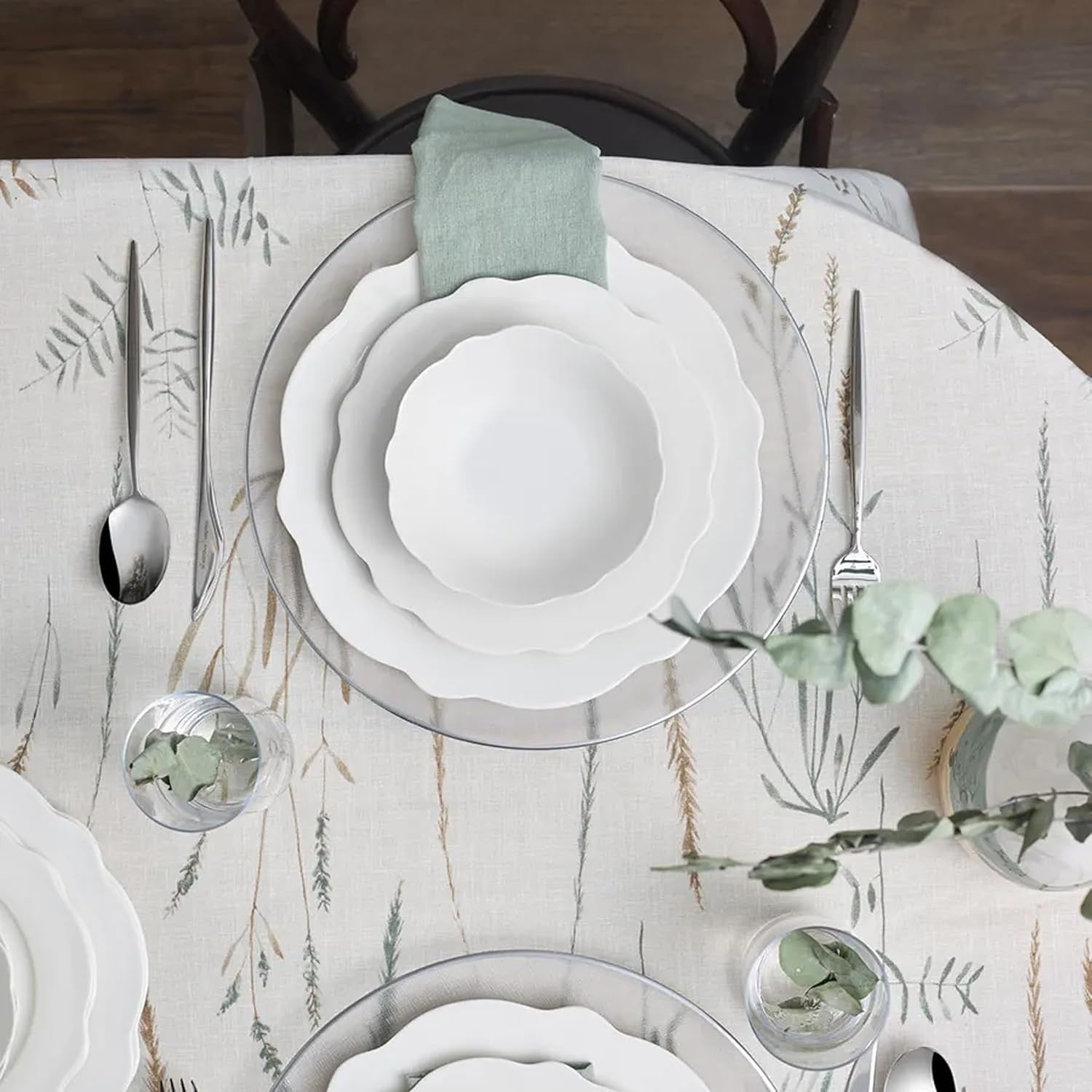 12pc Bone China Dinnerware Set Plates Bowls Elegant White for 4