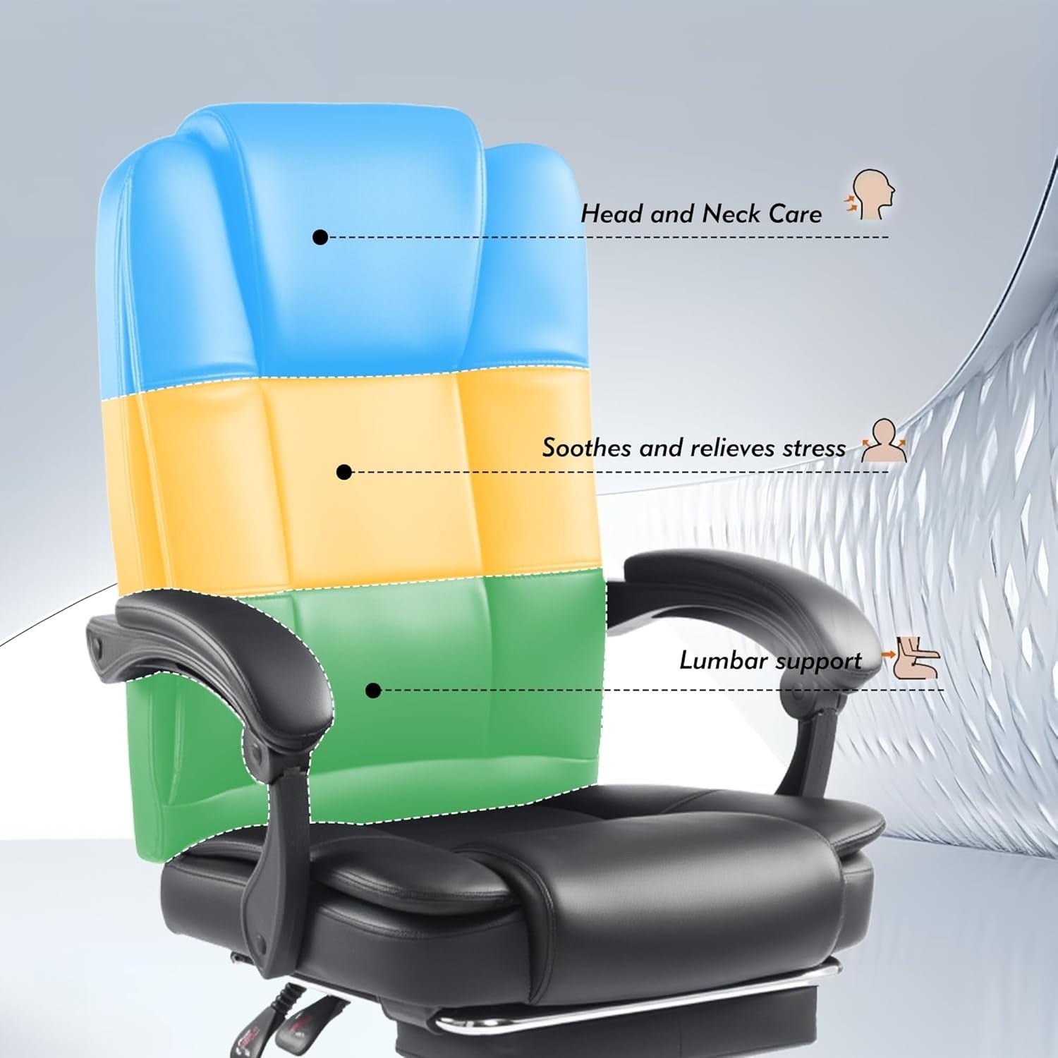Executive Ergonomic Office Chair Tall Back Adjustable Height Leather Swivel 150K