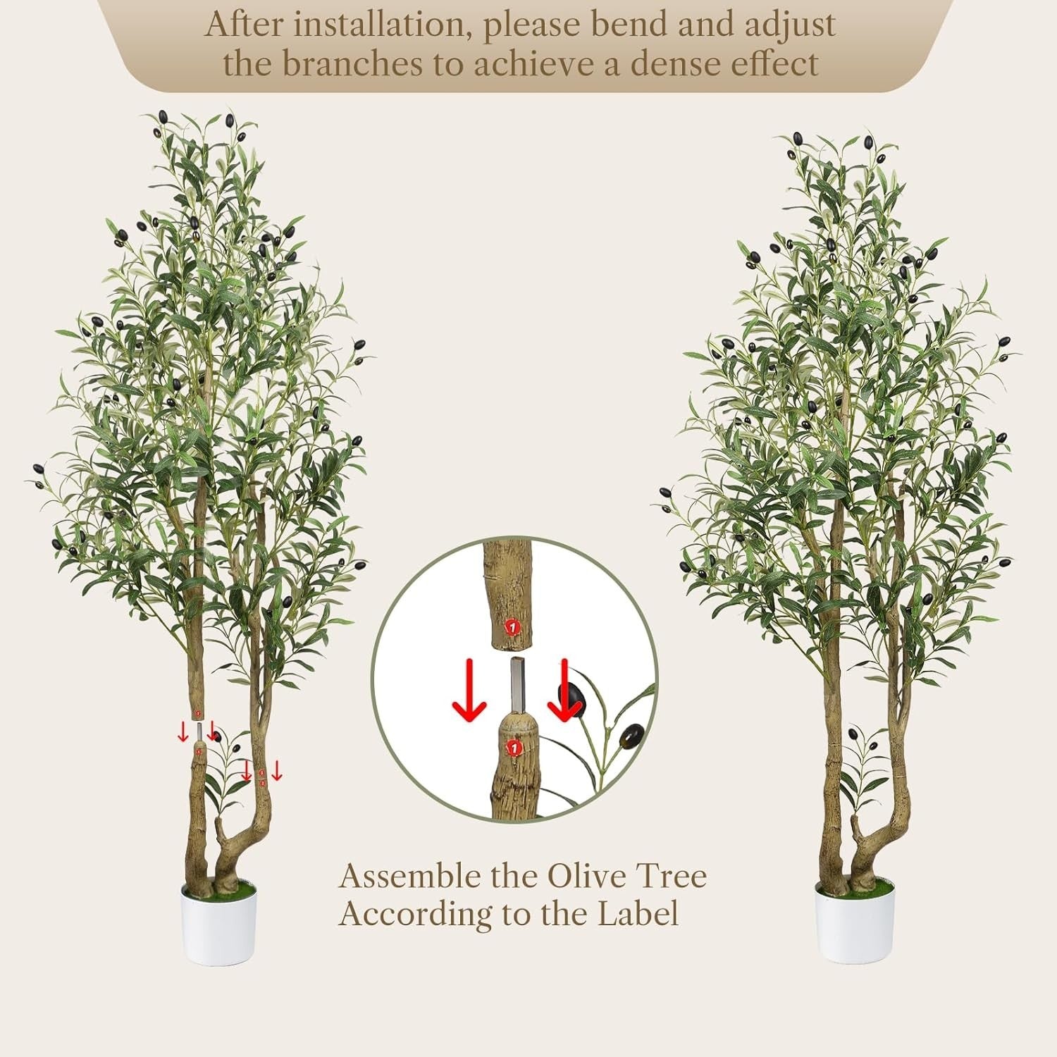 5ft Artificial Olive Tree with Curved Trunk & Pot Lifelike Indoor Outdoor Decor