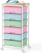 6 Drawer Rolling Storage Cart Craft Organizer Trolley Multicolor Wheels