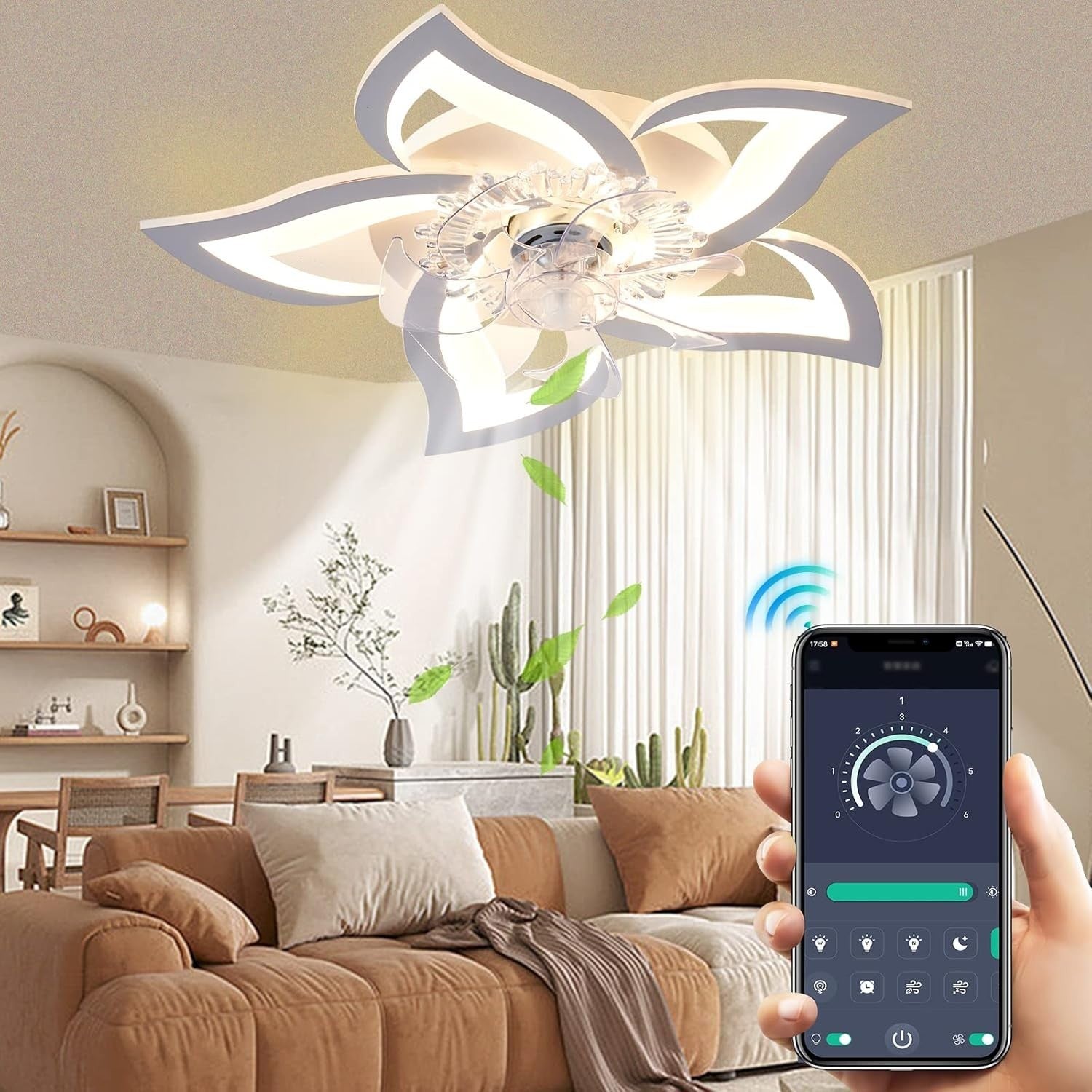 Wildcat 69CM Ceiling Fan with LED Light, Remote, Timer, 6-Speed, Modern