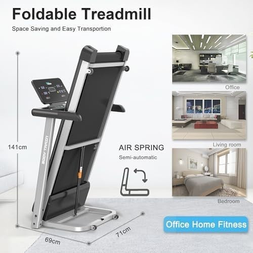 Folding Bluetooth Treadmill 14km/h 15-Level Incline 2.5HP App Kinomap Zwift Home