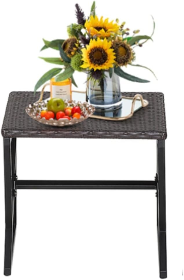 3 Piece Rattan Rocking Bistro Set Patio Garden Chairs Coffee Table Cushions