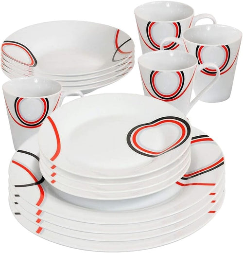 16pc Porcelain Dinner Set Plates Bowls Mugs Microwave Dishwasher Safe