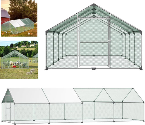 XXXL Chicken Coop Outdoor Run Galvanised Steel Cage w/ Roof