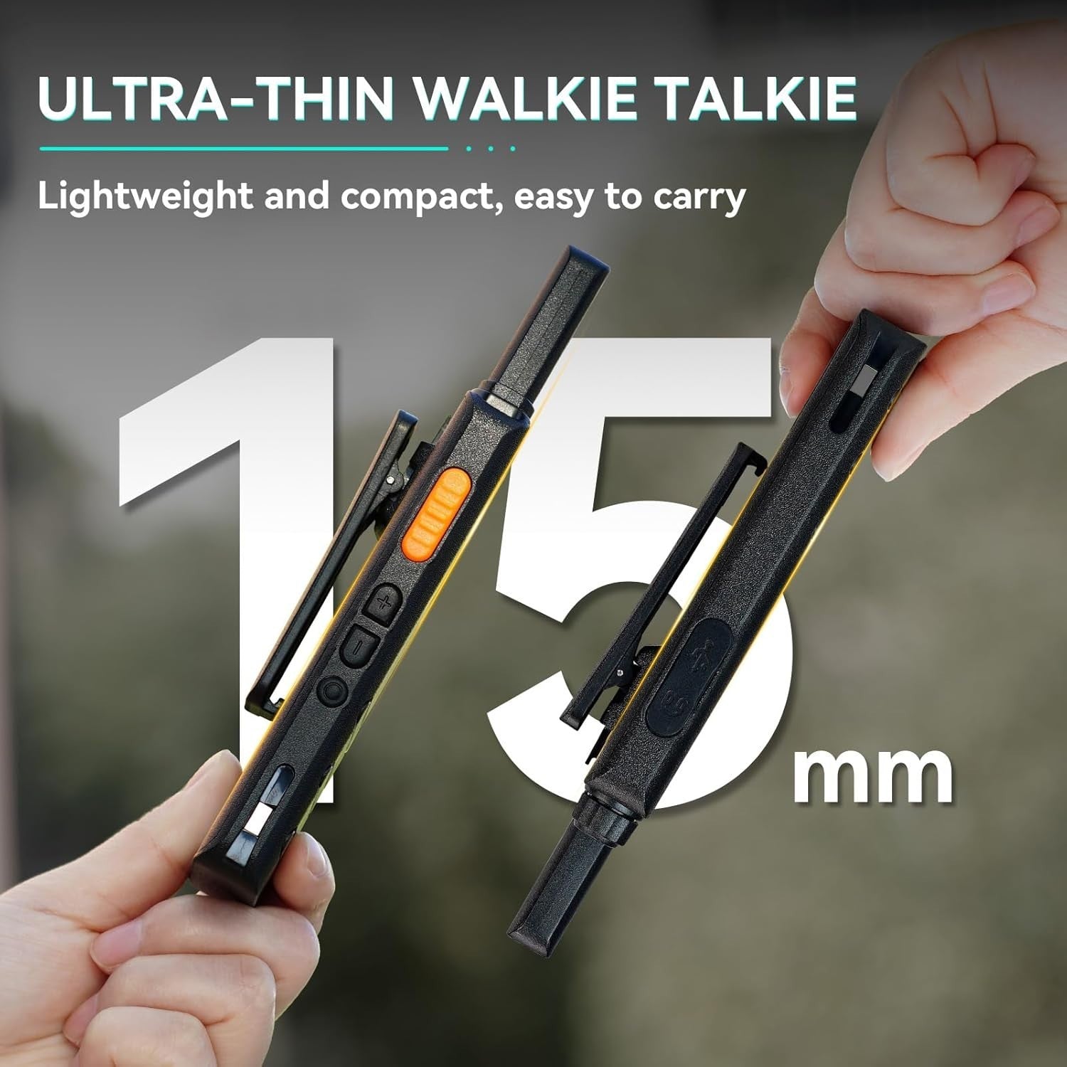 Slim PMR446 Walkie Talkies 2 Pack USB-C LCD VOX Rechargeable Radio