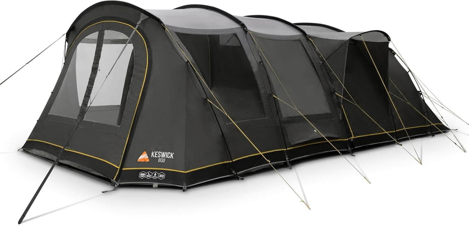 6 Man Family Tunnel Tent 4000mm Waterproof Double Living Area