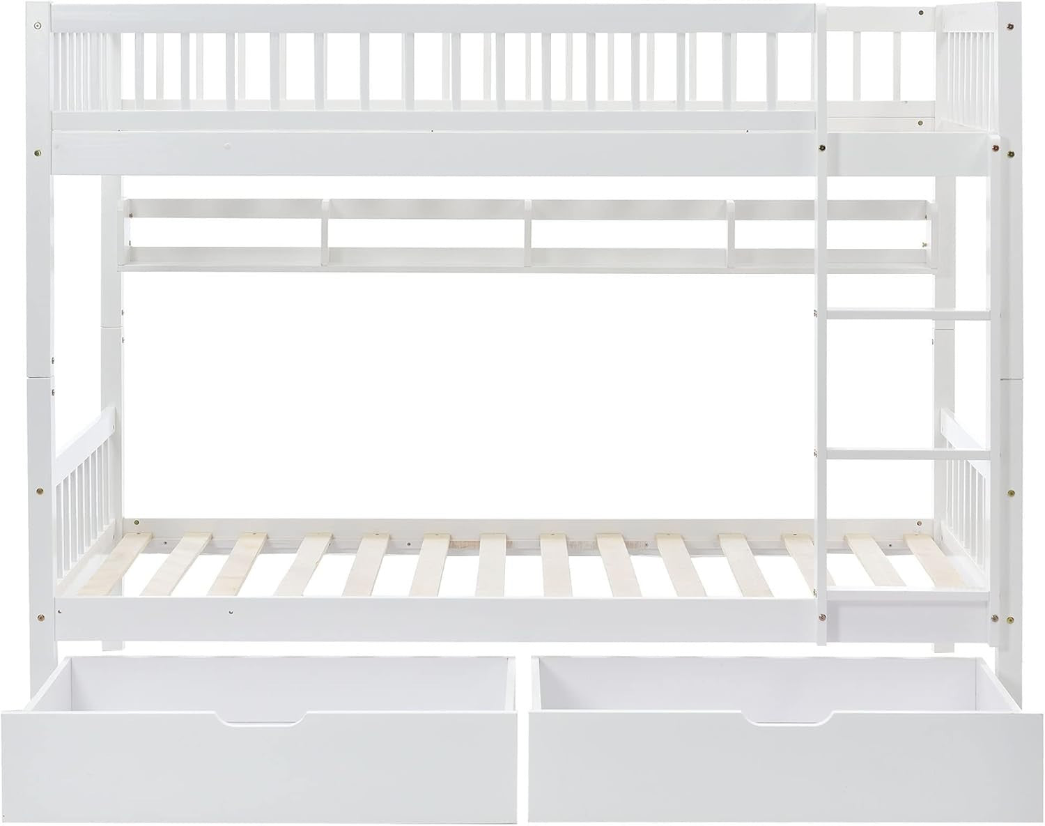 3FT Pine Wood Kids Bunk Bed with Drawer Storage & Shelf, 198x99x152cm