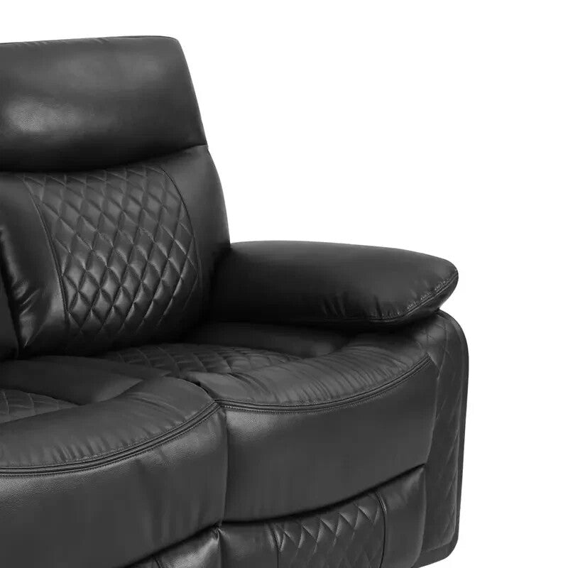 2 Seater Electric Recliner Sofa Faux Leather Padded Lumbar Support Black