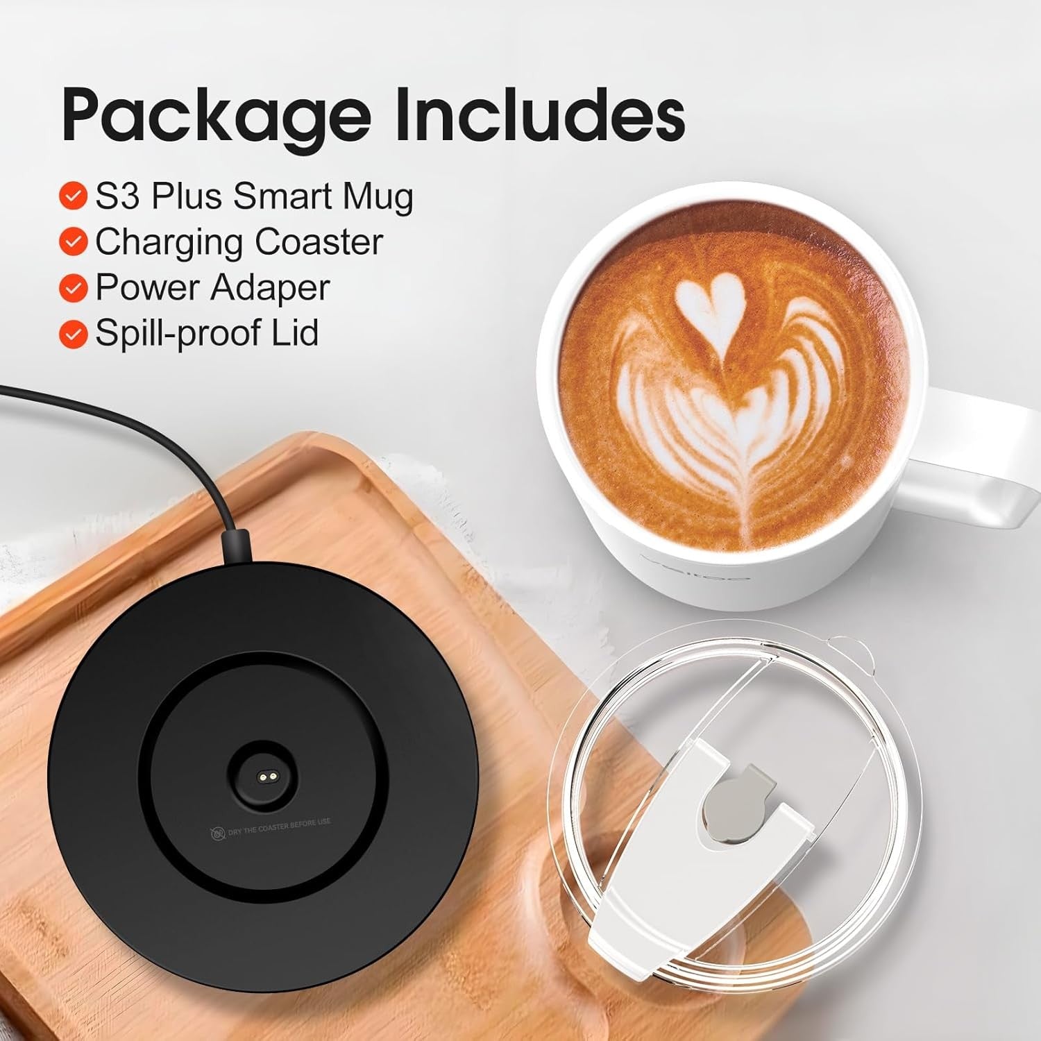 Smart Heated Coffee Mug 14oz Temp Control 120-150°F Warmer White