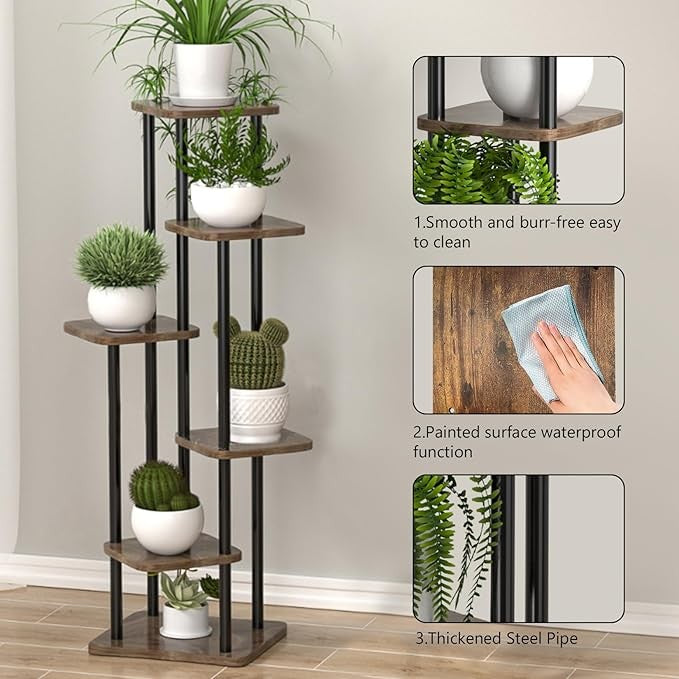 6 Tier Metal Plant Stand Indoor Outdoor Tall Corner Flower Shelf Home & Balcony