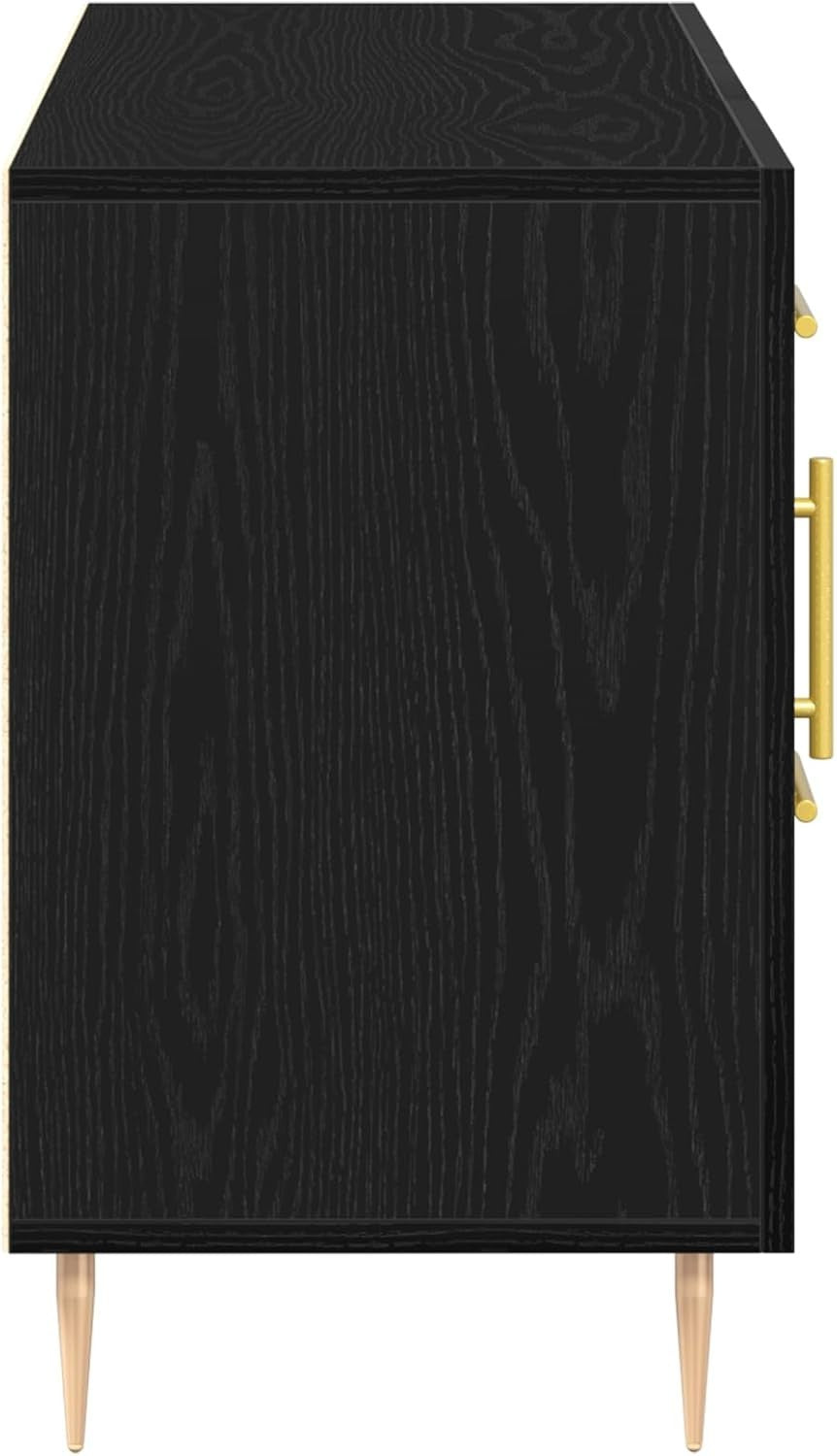 Black Oak Sideboard Cabinet Storage Drawers Modern Metal Legs 100cm Wide