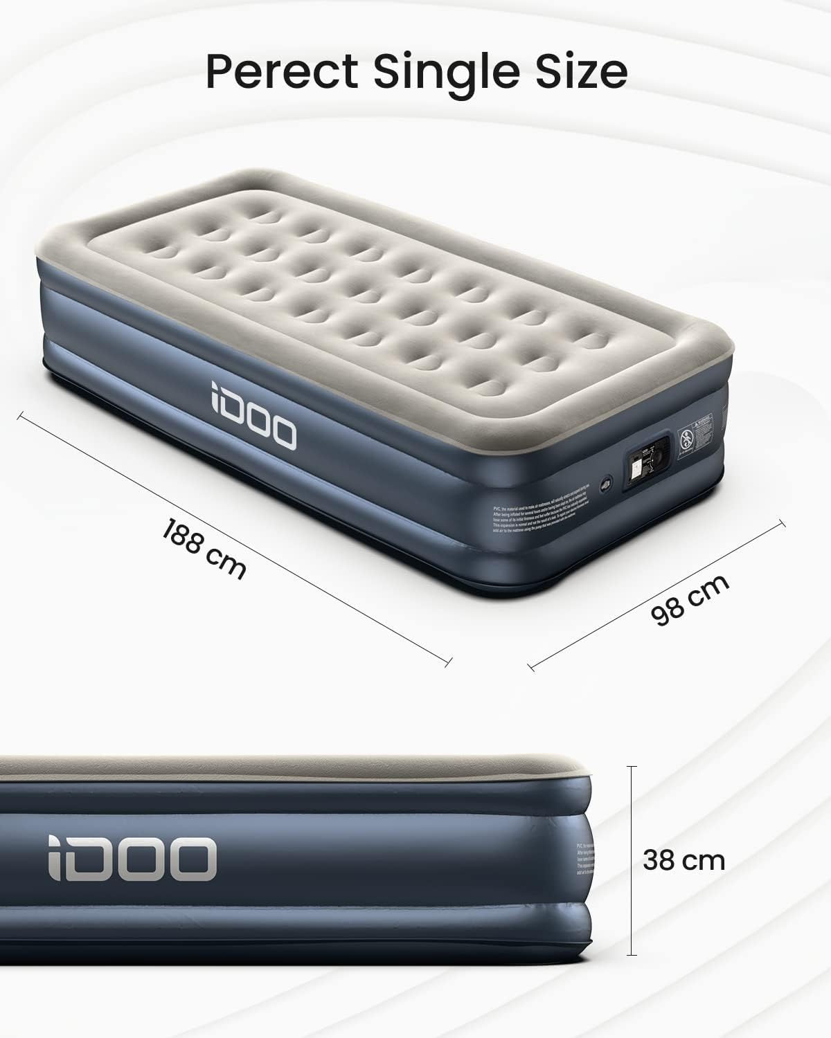 Single Air Bed Built In Electric Pump Fast Inflate Portable Mattress