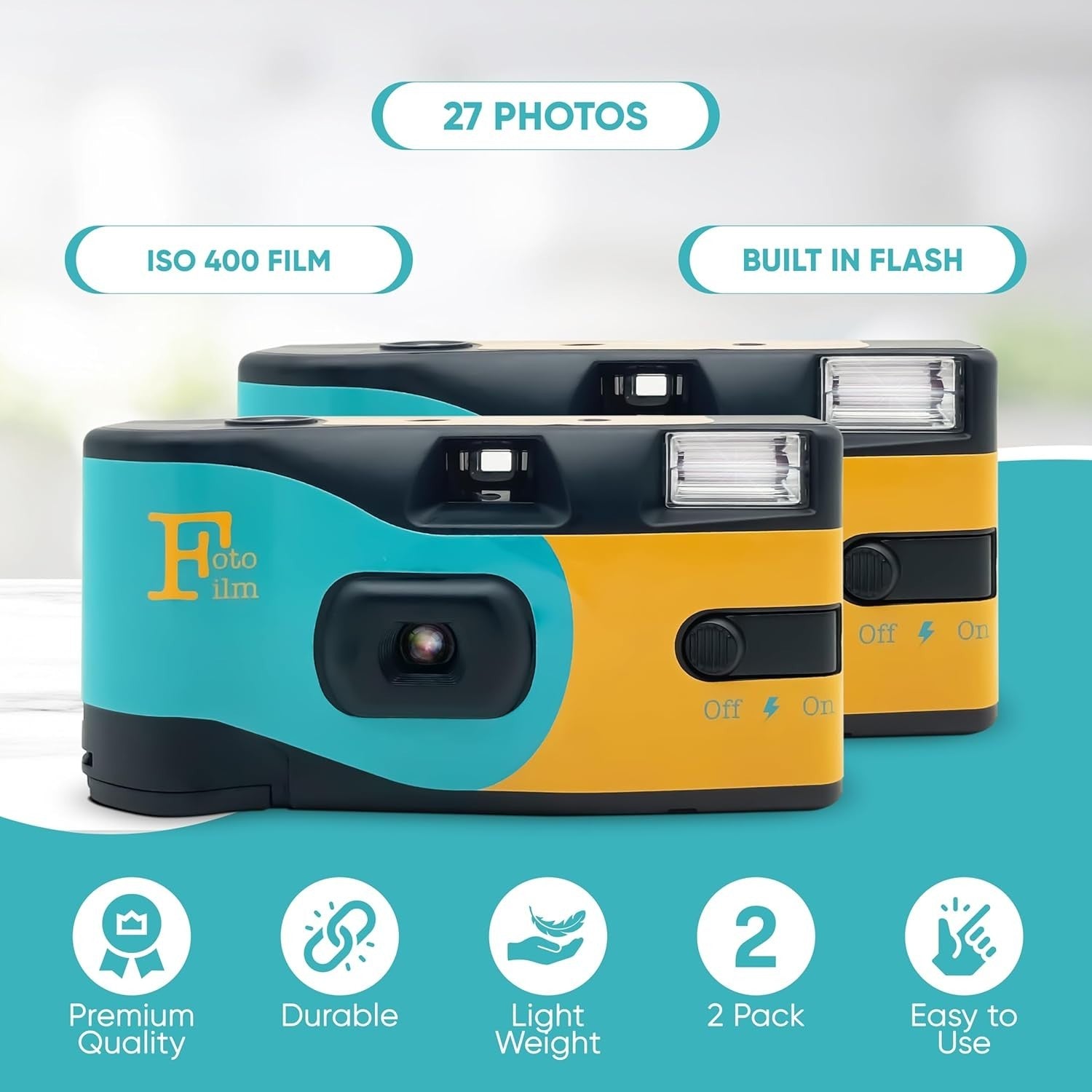 10 Pack Disposable Film Cameras 35mm ISO 400 Flash 27 Exposure Bulk