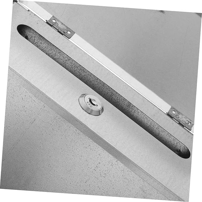 Locking Wall Mount Mailbox Silver Iron Secure Suggestion Box Outdoor Use