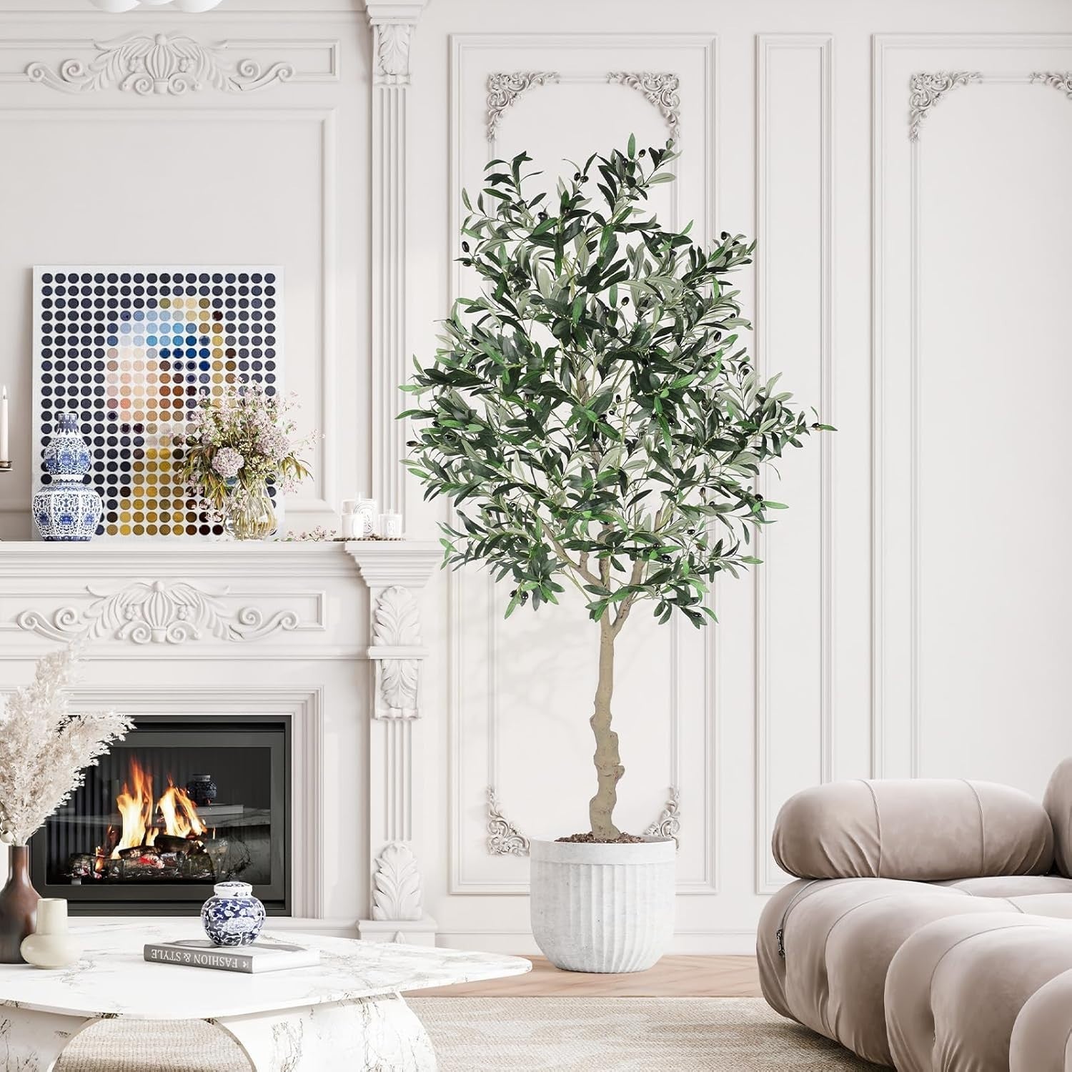 7FT Artificial Olive Tree Tall Faux Silk Plant Potted Indoor Outdoor Home Decor