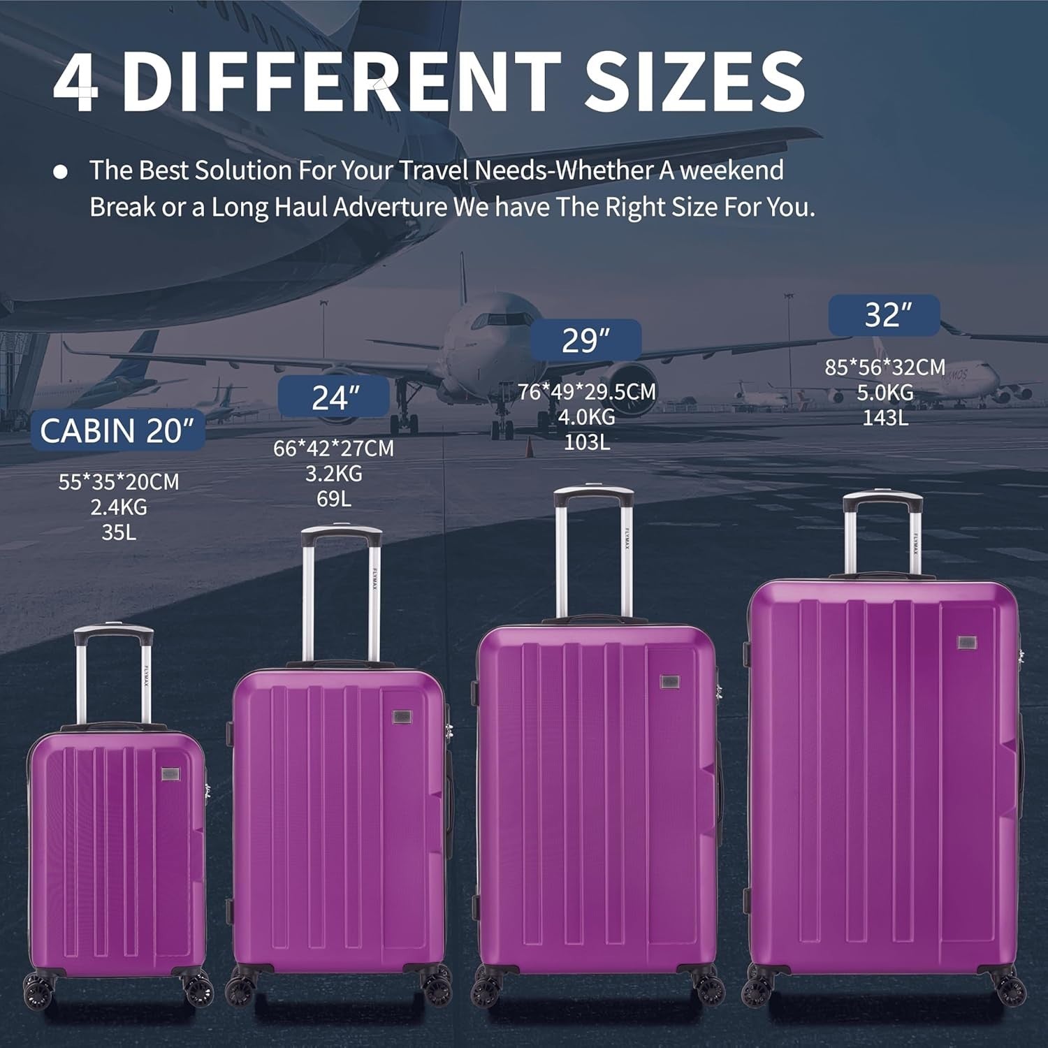 Extra Large Travel Hold Case 32in Ultra Lightweight ABS Hard Shell Spinner
