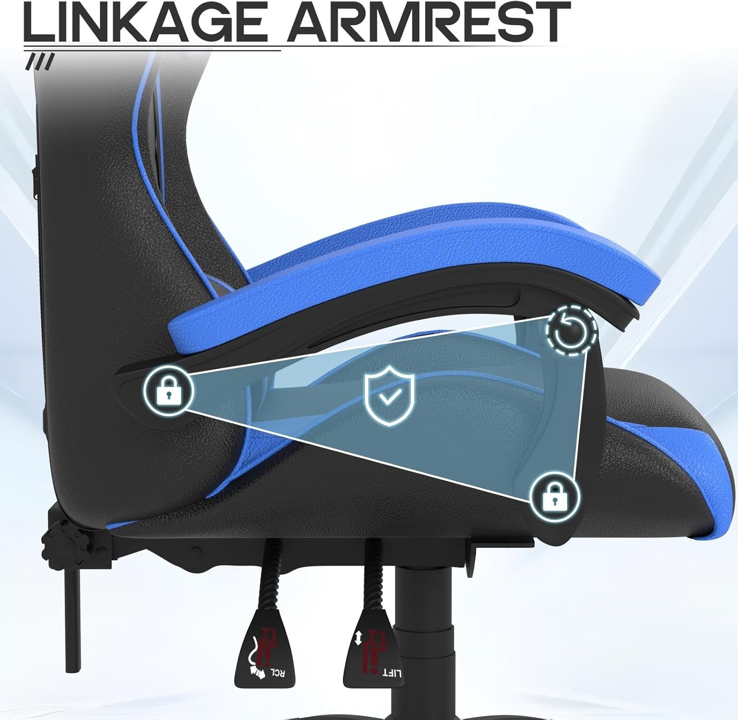 Ergonomic Gaming Chair Blue Reclining Adjustable Office PC Seat