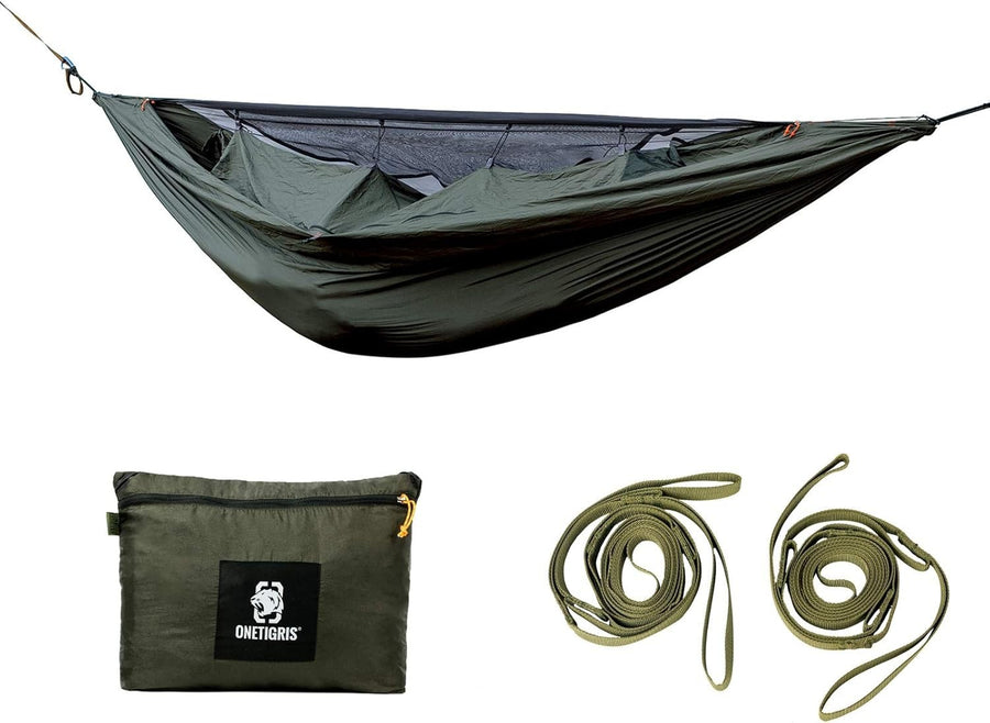 Camping Hammock with Mosquito Net & Warm Cover – Portable, Lightweight, 1 Person