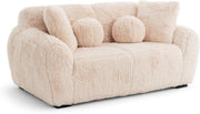 Teddy Sofa 2 Seater Cream Faux Fur, Deep Plush Seat, Fluffy Modern Couch